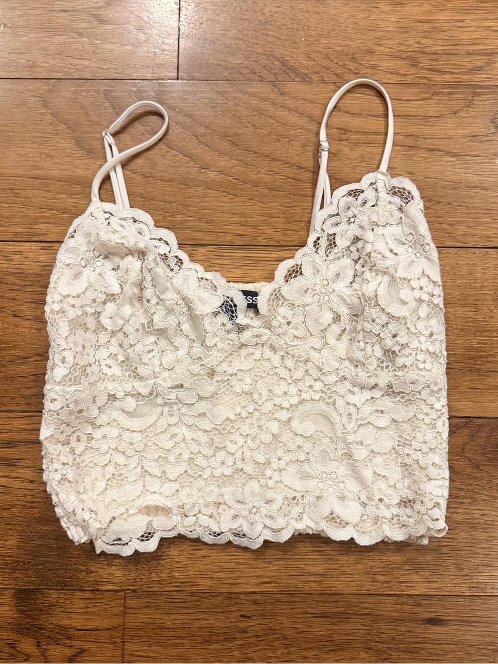 Express Lace Bralette Crop Top - Cream